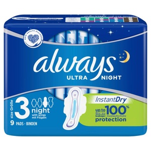 Always, always Ultra Binde Night mit Flügeln (9 Stück), Always Ultra Binden Night mit Flügel (9 Stk)