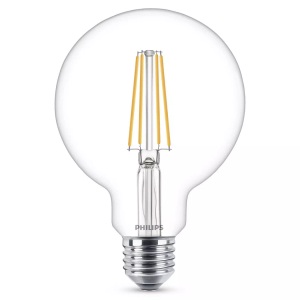 Philips, E27 7W 827 LED Globelampe G95 klar, Philips LED 929001387901 LED EEK E (A - G) E27 Globeform 7 W = 60 W Warmweiß (Ø x L) 95 mm x 140 mm Filament 1 St.