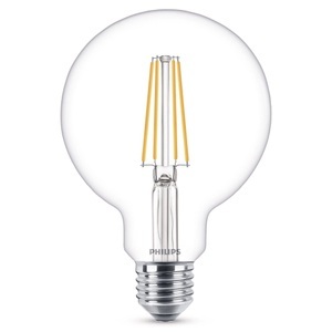 Philips, E27 7W 827 LED Globelampe G95 klar, Philips LED 929001387901 LED EEK E (A - G) E27 Globeform 7 W = 60 W Warmweiß (Ø x L) 95 mm x 140 mm Filament 1 St.