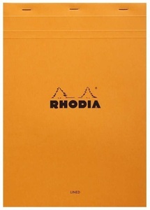 undefined, RHODIA RHODIA, Rhodia Block No.18, 80 Blatt, DIN A4, 80 g/m², Kartoneinband, geheftet, Velinpapier, PEFC®-zertifiziert, liniert, mit Rand, orange