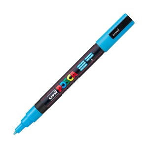 UNI, Uni Marker POSCA Hellblau, Farbe, uni-ball Posca Marker, 0,9-1,3mm, hellblau, Rundspitze, PC3M hellbla