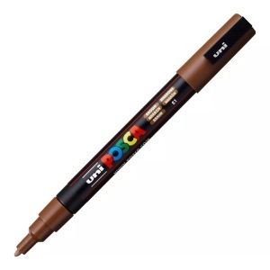 UNI, Uni Marker POSCA Braun, Farbe: Braun, uni-ball Posca Marker, 0,9-1,3mm, braun, Rundspitze, PC3M braun