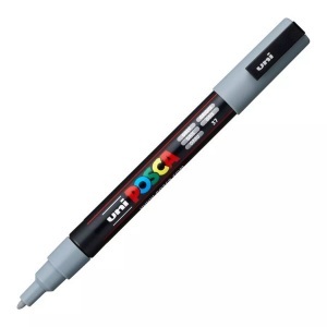 UNI, Uni Marker POSCA 0.9-1.3 mm Grau, Farbe, uni-ball Posca Marker, 0,9-1,3mm, grau, Rundspitze, PC3M grau