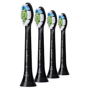 Philips, Sonicare Optimal white black 4 Bürstenköpfe HX6064/11, weisse Ersatzbürsten, Standardgrösse, Smart Bürstenkopfernnung, Fortschrittliche Reinigung , Philips Sonicare Standard- Bürstenköpfe HX6064/11 für Schallzahnbürste in schwarz