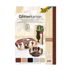 folia, Folia Glitterkarton Classic 5 Blatt, Farbe, Karton Karton