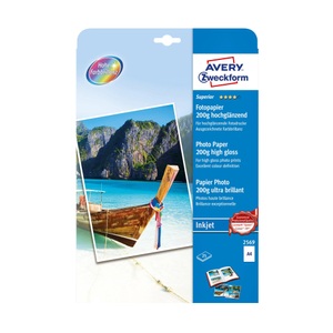 ZWECKFORM, Zweckform 2569Z Photopapier Glossy 200Gr 25S -, Avery Zweckform Superior Inkjet Fotopapier, A4, 200g, hochglanz, 2569, (25 Blatt)