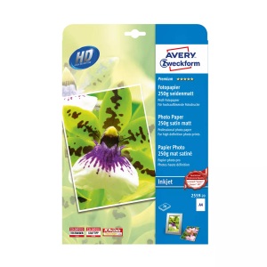 Avery Zweckform, Avery Zweckform Avery Zweckform Fotopapier, Avery-Zweckform Premium 2559-20 Fotopapier DIN A4 250 g/m² 20 Blatt Seidenmatt