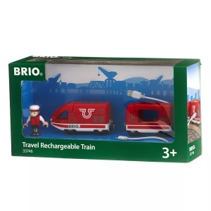 BRIO, Brio Eisenbahn AKKU-REISEZUG 4-teilig in rot, World Roter Akku-Reisezug, Spielfahrzeug
