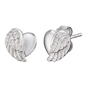 Engelsrufer, Engelsrufer – Herzflügel-Ohrstecker Silber silber, ERE-LILHEARTWINGS