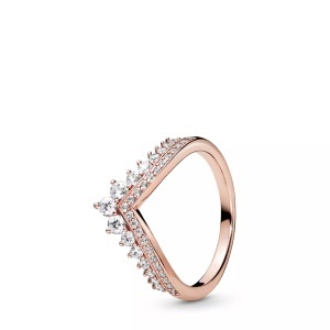 Pandora, Pandora Rose Princess Wishbone Ring Damen, Pandora - Ring mit Stein, 54, Roségold