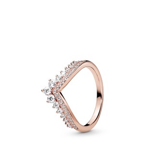 Pandora, Pandora Rose Princess Wishbone Ring Damen, Pandora - Ring mit Stein, 54, Roségold