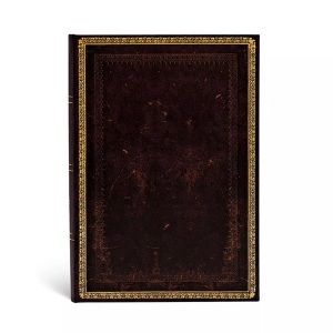 Hartley & Marks Publishers Ltd (Paperblanks), Schwarzes Marokkoleder Midi (Liniert), Paperblanks | Black Moroccan | Old Leather Collection | Hardcover | Midi | Lined | Elastic Band Closure | 144 Pg | 120 GSM