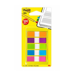 3m, 3M Page Marker Post-it Mehrfarbig, 100 St?ck, 3M Post-it Index schmal, 11.9mm x 43.2mm, 5-farbig assortiert, 683-5CB, (5 x 20 Blatt)