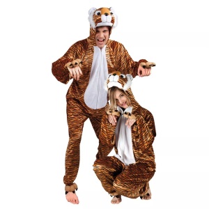 Fasnacht, Plüschkostüm Tiger, Boland - Erwachsenenkostüm Tiger Plüsch, XL