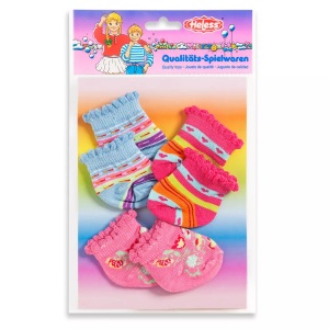 Heless, Heless Puppen-Söckchen gemustert 3er Pack groß (35-46 cm), Heless - Söckchen, 3 Paar, bunt, Gr. 35-46 cm, *soeckchen 28-35cm, 35-46cm, Sortierte Farben