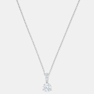 Swarovski, Swarovski-Solitaire Pendant, White/Rhodium, Swarovski - Halskette mit Anhänger, Stilla, One Size, Silberfarben