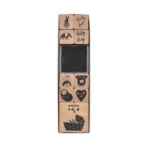 undefined, Stempelset, Baby, Stempel-Set HELLO BABY 10-teilig aus Holz