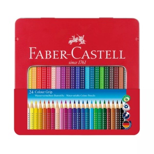 Faber-Castell, Faber-Castell Buntstifte-Set COLOUR GRIP mit 24 Farben im Metalletui, Faber-Castell Farbstifte, Colour Grip, 112423, (24 Farben, Metalletui)