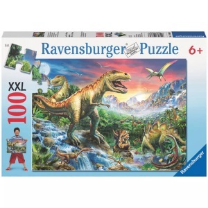 Ravensburger, RAVENSBURGER Puzzle 100 Teile Bei den Dinosauriern, Ravensburger Kinderpuzzle - 10665 Bei den Dinosauriern - Dino-Puzzle für Kinder ab 6 Jahren mit 100 Teilen im XXL-Format