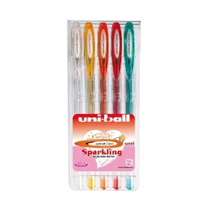 UNI, Uni Roller UNIBALL SIGNO Gel-Ink, uni-ball Signo Sparkling, 1mm, UM-120SP.5C, (Etui, 5 Farben)