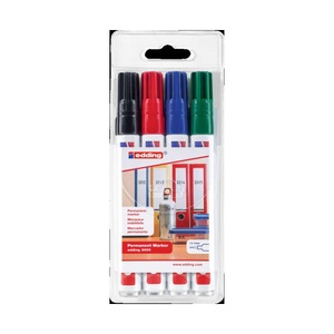 edding, Edding Permanentmarker edding 3000 Blau, Grün, Rot, Schwarz wasserfest: Ja 4-3000-4, Edding 3000, Permanent Marker, 3000-E4, (4 Farben assortiert)