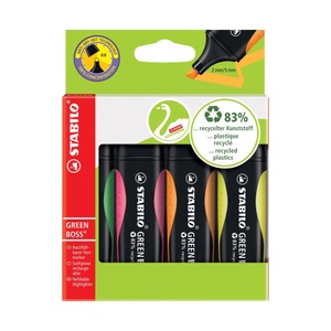 Stabilo, Stabilo Stabilo Green Boss Textmarker, Stabilo GREEN BOSS, 2-5mm, Textmarker, 6070/4, (4 Farben assortiert)