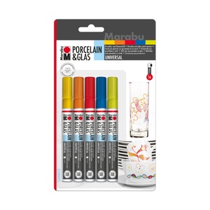 Marabu, MARABU Porcelain & Glas Painter, 5er Set, Marabu Porzellan -und Glasmalstift 5 Stück