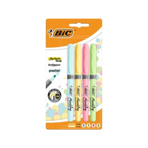 Bic, BIC Leuchtmarker Highlighter Grip pastel 4, Bic Textmarker Pastel, 1.6-3.3mm, 964859, (4 Farben)