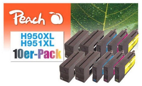 Peach, Peach 10er-Pack Tintenpatronen kompatibel zu HP No. 950XL, No. 951XL, Tinte PI300-687 (10er-Pack)