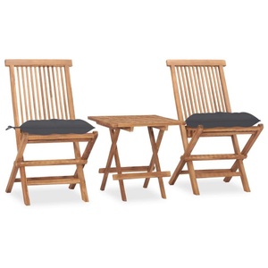 vidaXL, vidaXL 3-tlg. Garten-Essgruppe mit Kissen Klappbar Massivholz Teak, vidaXL 3-tlg. Garten-Essgruppe mit Kissen Klappbar Massivholz Teak