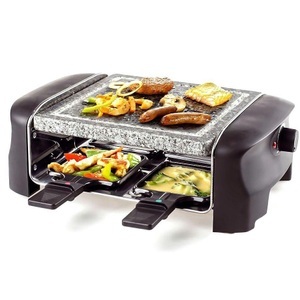 Koenig, Koenig Gourmet Grill 4 - Raclette (Schwarz), KOENIG Raclette Gourmet Grill und Stein, 4er Raclettegrill