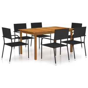 vidaXL, vidaXL 7-tlg. Garten-Essgruppe Schwarz, vidaXL 7-tlg. Garten-Essgruppe Schwarz