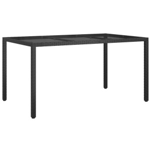 vidaXL, vidaXL Gartentisch 150x90x75 cm Gehärtetes Glas Poly Rattan Schwarz