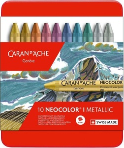 Caran d'ache, Caran d`Ache Caran d'Ache Neocolor 1 10, Caran d'Ache Wachsmalstift, Neocolor 1, Metallbox, 7004.310, (10 Farben)