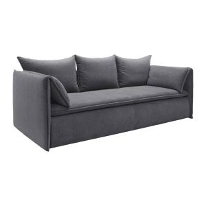 Vente-unique, Vente-unique - Sofa 3-Sitzer - Mit Schlaffunktion - Cord - Graublau - TEODORA, One Size, Vente-unique - Sofa 3-Sitzer - Mit Schlaffunktion - Cord - Graublau - TEODORA, One Size