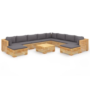 vidaXL, vidaXL 11-tlg. Garten-Lounge-Set mit Kissen Massivholz Teak, vidaXL 11-tlg. Garten-Lounge-Set mit Kissen Massivholz Teak