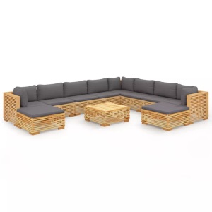 vidaXL, vidaXL 11-tlg. Garten-Lounge-Set mit Kissen Massivholz Teak, vidaXL 11-tlg. Garten-Lounge-Set mit Kissen Massivholz Teak