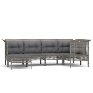 vidaXL, vidaXL 6-tlg. Garten-Lounge-Set mit Kissen Grau Poly Rattan