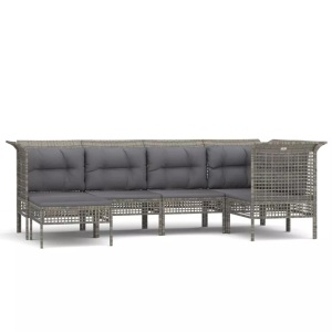 vidaXL, vidaXL 6-tlg. Garten-Lounge-Set mit Kissen Grau Poly Rattan