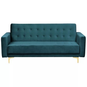 Beliani, Beliani 3-Sitzer Sofa Samtstoff blaugrün ABERDEEN, Beliani - 3 Sitzer Sofa aus Samtstoff Modern ABERDEEN, One Size, Stahlblau