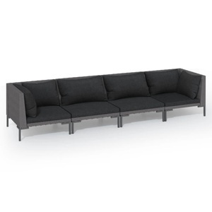 vidaXL, vidaXL 4-tlg. Garten-Lounge-Set mit Kissen Poly Rattan Dunkelgrau