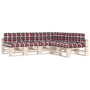 vidaXL, vidaXL Palettensofa-Auflagen 7 Stk. Rot Karomuster, vidaXL Palettensofa-Auflagen 7 Stk. Rot Karomuster