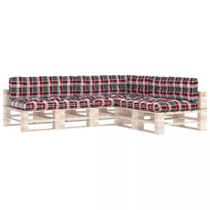 vidaXL, vidaXL Palettensofa-Auflagen 7 Stk. Rot Karomuster, vidaXL Palettensofa-Auflagen 7 Stk. Rot Karomuster