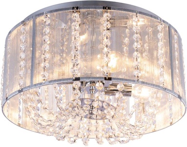 mutoni light, Deckenleuchte, Globo DECKENLEUCHTE 40/30 cm , 15091D , Chromfarben , Metall, Glas , 30 cm , mit Behang , 004558315801