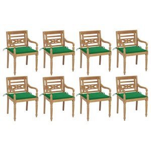 vidaXL, vidaXL Batavia-Stühle mit Kissen 8 Stk. Massivholz Teak, vidaXL Batavia-Stühle mit Kissen 8 Stk. Massivholz Teak