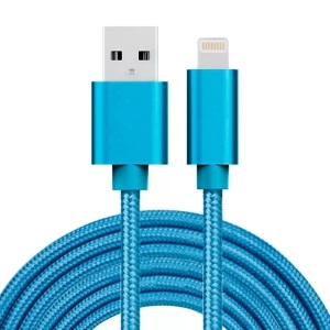 B2X, B2X - USB-auf-Lightning-Kabel 2,4 A, 3 m, Nylon ? Blau, 3 Monate