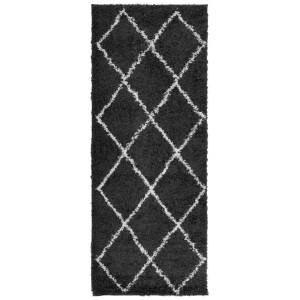 vidaXL, vidaXL Teppich Shaggy Hochflor Modern Schwarz und Creme 80x200 cm