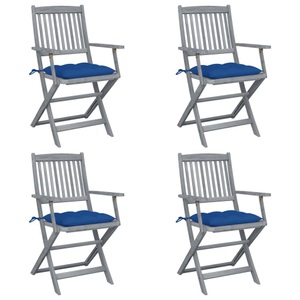 vidaXL, vidaXL Klappbare Gartenstühle 4 Stk. mit Kissen Massivholz Akazie