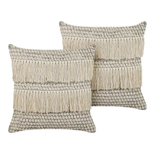 Beliani, Kissen 2er Set aus Baumwolle Boho IRESINE Kissen 2er Set aus Baumwolle Boho IRESINE, Beliani - Dekokissen 2er Set aus Baumwolle Boho IRESINE, One Size, Perle