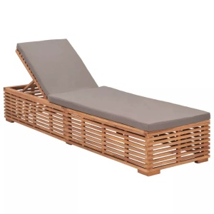 vidaXL, vidaXL Sonnenliege mit Dunkelgrauem Kissen Teak Massivholz, vidaXL Sonnenliege mit Dunkelgrauem Kissen Teak Massivholz